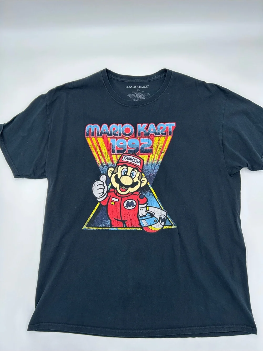 Nintendo Black Tee with Red & Yellow Mario Kart Graphic XL